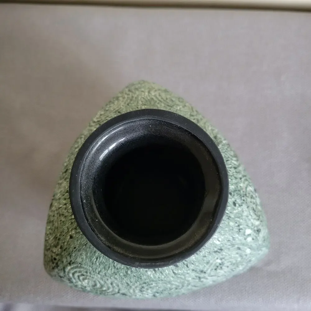 Unique Textured Decorative Art Glass Vase Triangle Textured Medium Over Glass